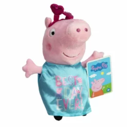 Peppa Gris Plysjbamse 20 Cm - Peppa Med Blå "Best Day" Kjole
